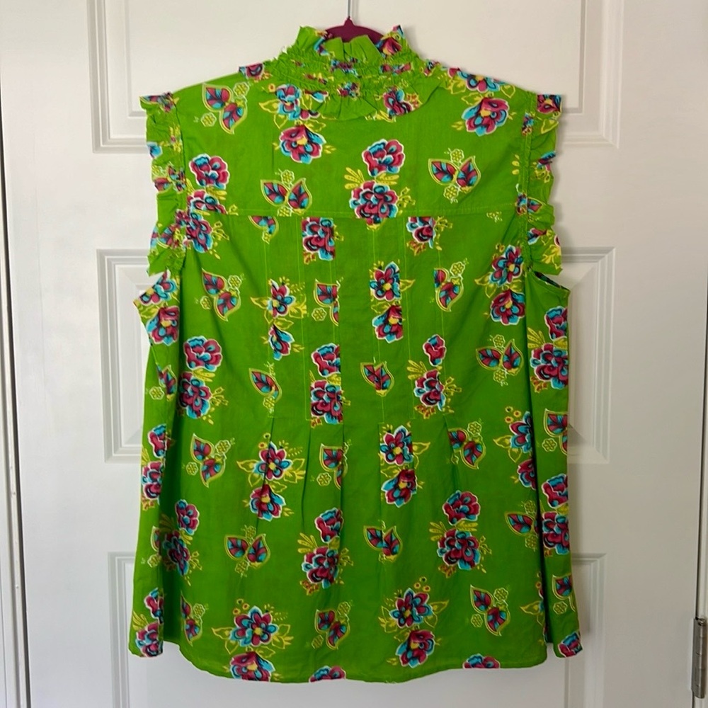 NWT Ivy Jane Floral Green Sleeveless Top - Picture 4 of 6